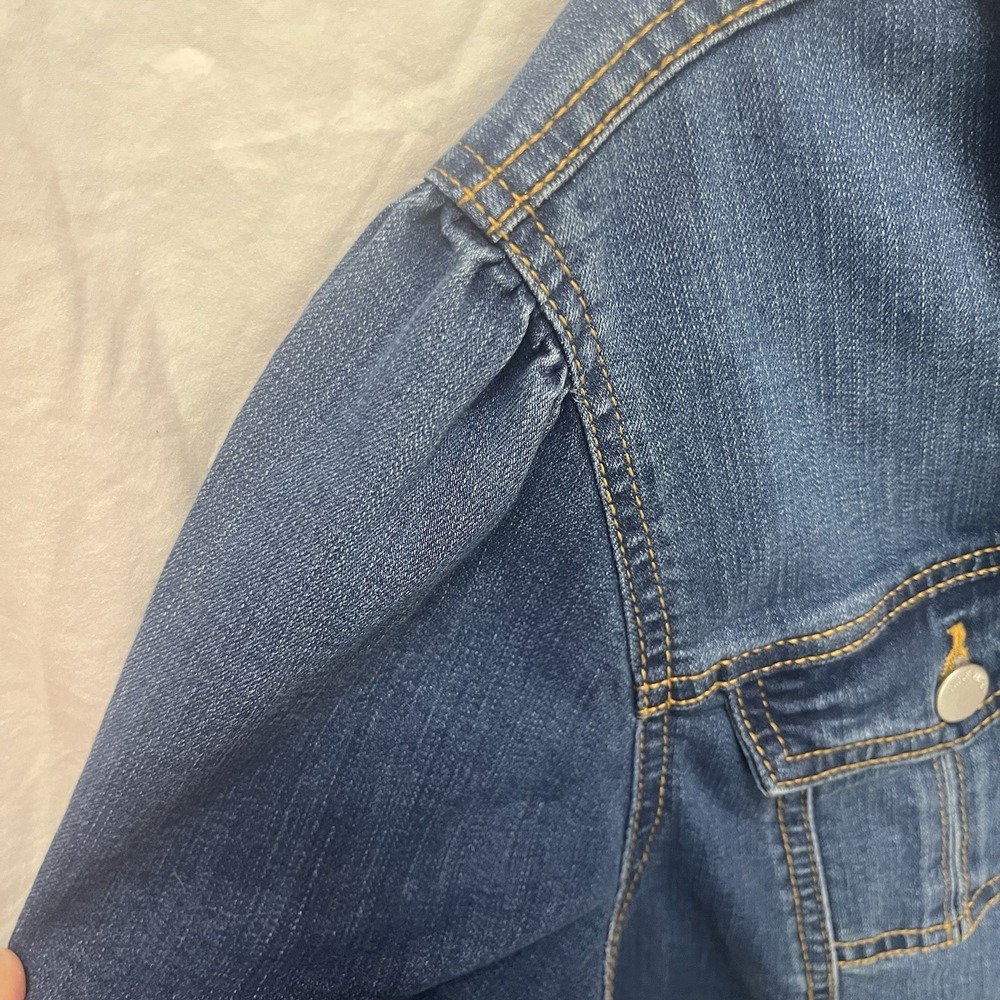 Nine‎ West Women's Jean Jacket Blue Denim Button Front Cropped Size 2XL Raw Edge - Picture 5 of 7